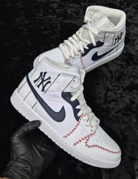 Image 3 of Custom New York Yankees Air Jordan 1 Mid