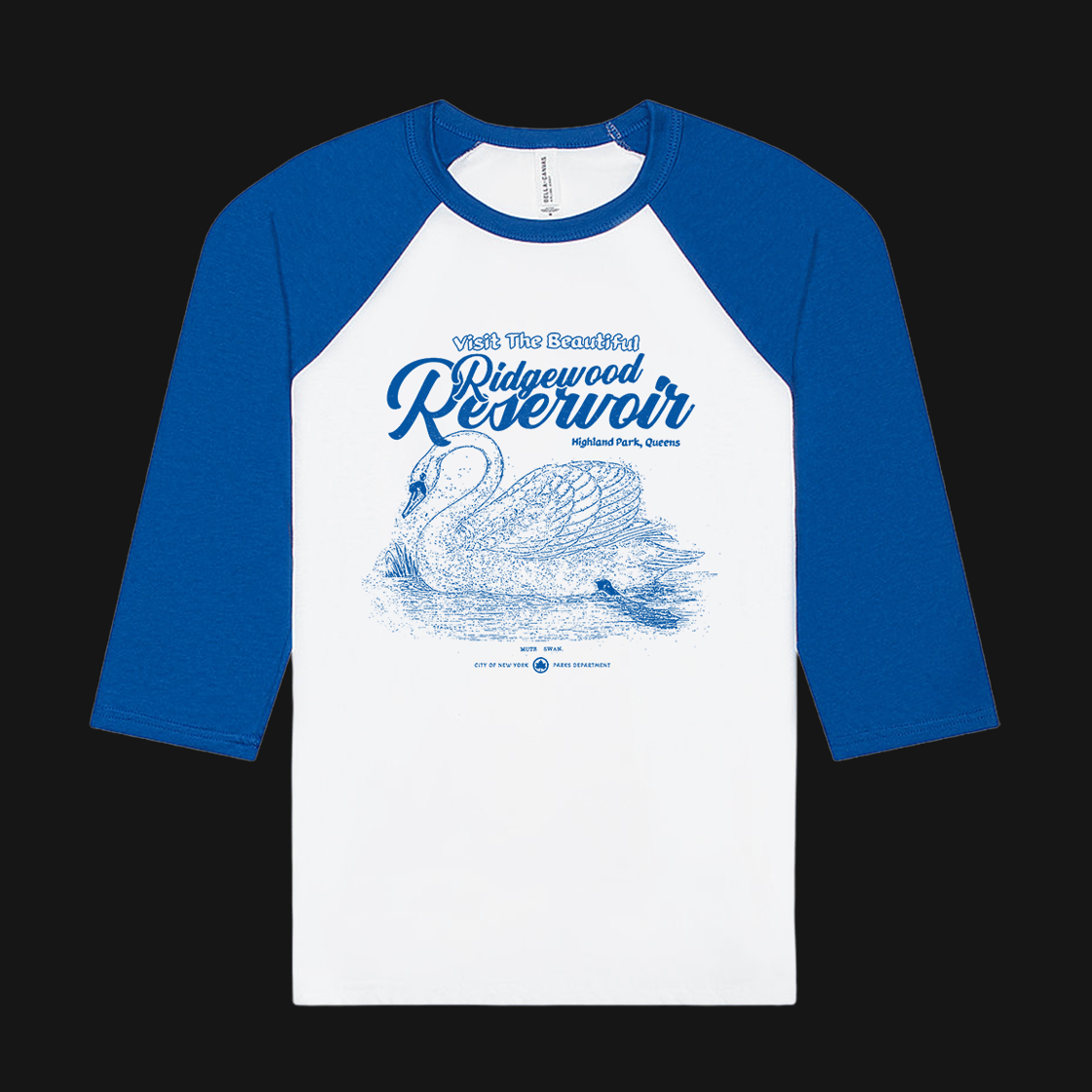 Image of Ridgewood Reservoir Queens, NY Shirt - Unisex baseball tee raglan 3/4 length sleeve