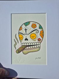 Image 4 of Calavera con Cigarro Original Artwork