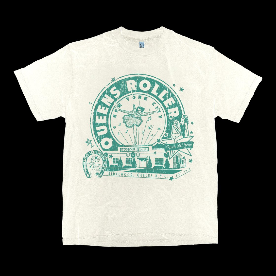 Image of Queens Roller Queens, NY Shirt - 100% cotton Roller Skating Shirt Oasis