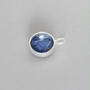 Image of Vietnam Light Blue Sapphire cabochon cut silver necklace