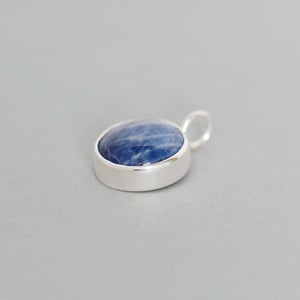 Image of Vietnam Light Blue Sapphire cabochon cut silver necklace