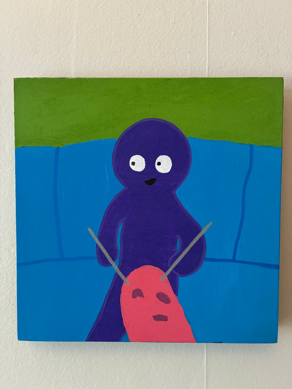 Tux and Fanny painting - "I knit you a new skin suit!"