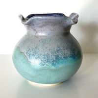 Image 6 of Frosted Blue Ruffle Globe Vase