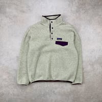 Image 1 of Patagonia Synchilla Snap-T Fleece Pullover Oatmeal Purple Medium Womens 