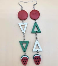 Image 1 of Watermelon Drop Handpainted Earrings