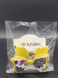 Image 2 of Yellow and white multi color 2pc hair bow set