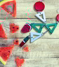 Image 3 of Watermelon Drop Handpainted Earrings