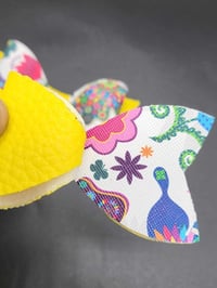 Image 3 of Yellow and white multi color 2pc hair bow set