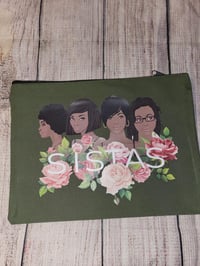 Image 3 of Handmade Sistas Handbag, Olive Green Floral Purse