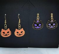 Image 3 of Halloween Hello Kitty Earrings, Spooky Gold Plated Charms