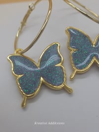 Image 3 of On the gold hoop Lavendar sparkle Butterfly Earrings