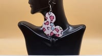 Image 2 of Hand crafted Cheetah Charm Mouse Shaped Faux Leather earrings