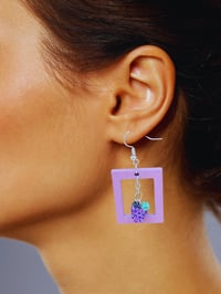 Image 4 of Handcrafted Fruity Addikxion Earrings Grapes & Dragon Fruit Earrings