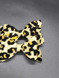 Image 5 of Leopard suede & glitter faux leather glitter 2pc hair bow set
