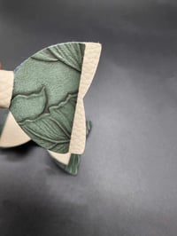 Image 3 of Embossed Dark Green Hair Bows: Faux Leather Cream Set