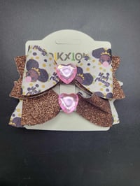 Image 6 of Brown girl Glitter 2pc hairbow set