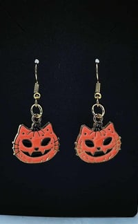 Image 5 of Halloween Hello Kitty Earrings, Spooky Gold Plated Charms