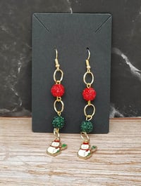 Image 7 of Christmas Earrings Red white and Green 20 different styles Holiday earrings
