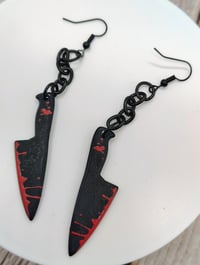 Image 6 of black knives, spooky Halloween earrings