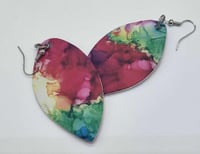 Image 2 of Vibrant Watercolor faux leather earring Drops