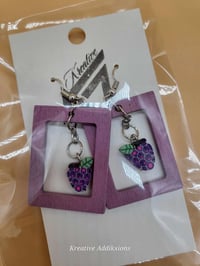 Image 5 of Handcrafted Fruity Addikxion Earrings Grapes & Dragon Fruit Earrings