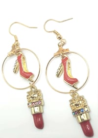 Image 1 of lipstix & stilletos handcrafted earrings