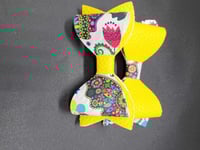Image 7 of Yellow and white multi color 2pc hair bow set