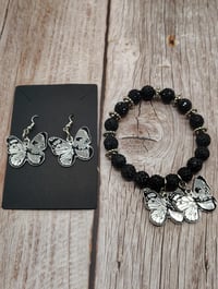 Image 1 of Enchanted Skull & Butterfly Bracelet and Earring Duo