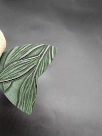Image 5 of Embossed Dark Green Hair Bows: Faux Leather Cream Set