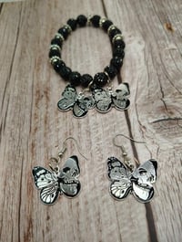 Image 2 of Enchanted Skull & Butterfly Bracelet and Earring Duo