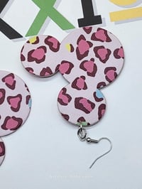 Image 6 of Hand crafted Cheetah Charm Mouse Shaped Faux Leather earrings
