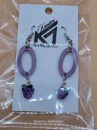 Image 7 of Handcrafted Fruity Addikxion Earrings Grapes & Dragon Fruit Earrings