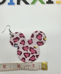 Image 7 of Hand crafted Cheetah Charm Mouse Shaped Faux Leather earrings