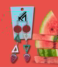 Image 8 of Watermelon Drop Handpainted Earrings
