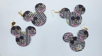 Image 1 of Handcrafted Black Princess Mickey Chic Faux Leather Earrings