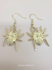 Image 1 of Gold Spider Earrings: Halloween Jewelry