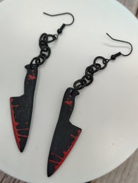 Image 8 of black knives, spooky Halloween earrings
