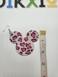 Image 8 of Hand crafted Cheetah Charm Mouse Shaped Faux Leather earrings