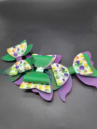 Image 1 of Mardi Gras 3pc Hairbow Set