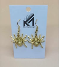 Image 2 of Gold Spider Earrings: Halloween Jewelry