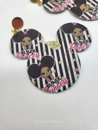 Image 2 of Handcrafted Black Princess Mickey Chic Faux Leather Earrings