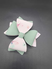 Image 2 of mint green and butterflies 2pc hairbow set for girls