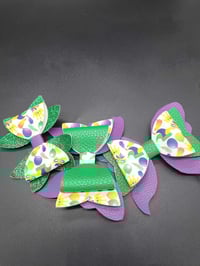 Image 2 of Mardi Gras 3pc Hairbow Set