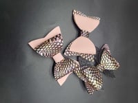 Image 1 of Black glitter gold and pink distressed 3pc hairbow set