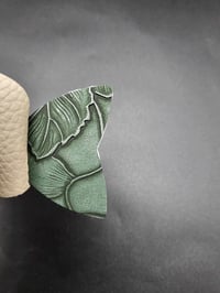 Image 9 of Embossed Dark Green Hair Bows: Faux Leather Cream Set