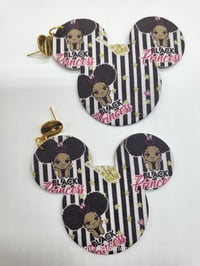 Image 3 of Handcrafted Black Princess Mickey Chic Faux Leather Earrings