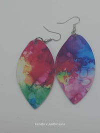 Image 8 of Vibrant Watercolor faux leather earring Drops