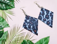 Image 1 of Handcrafted faux leather Diamond-shaped Leopard Print Earrings
