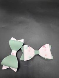 Image 3 of mint green and butterflies 2pc hairbow set for girls